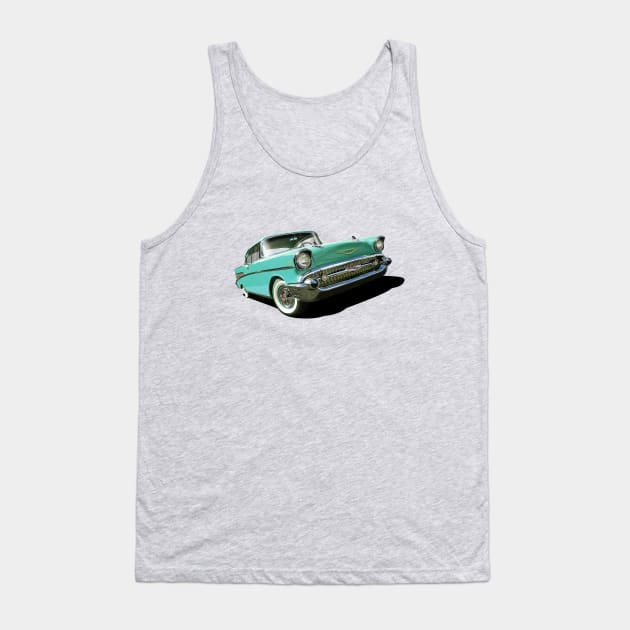 1957 Chevrolet Bel Air in aqua Tank Top by candcretro